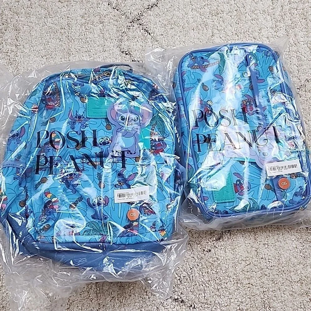 NEW Posh Peanut Small Backpack & Lunchbox Set Kids OS Blue Disney Stitch NWT